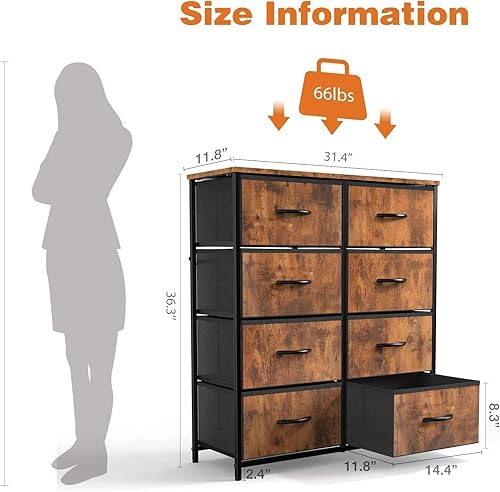 Miniatura 3 de Sweetcrispy Cómoda de 8 cajones para dormitorio, muebles de habitación de niños, torre de pecho alto, unidades organizadoras de almacenamiento para