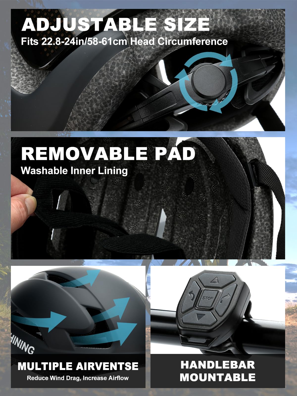Intelligenter App-programmierbarer Fahrradhelm mit Blinker & USB-C | EN1078+CE Zert, 576-LED Display für Blinker/Stopp, App-DIY mit Text/Animation, 1500mAh Akku, 12h Laufzeit, Kopfumfang 58–61cm