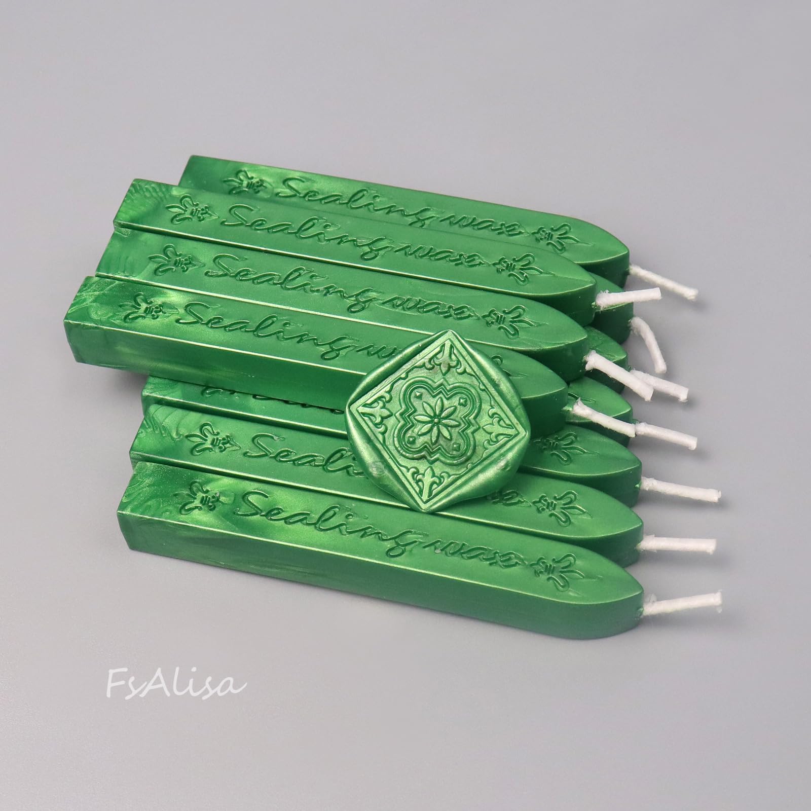 Pine Green Sealing Wax Sticks with Wick, fsalisa 10Pcs Wax Seal Sticks for Wax Seal Stamp Decorative Wedding Invitations - Image 3