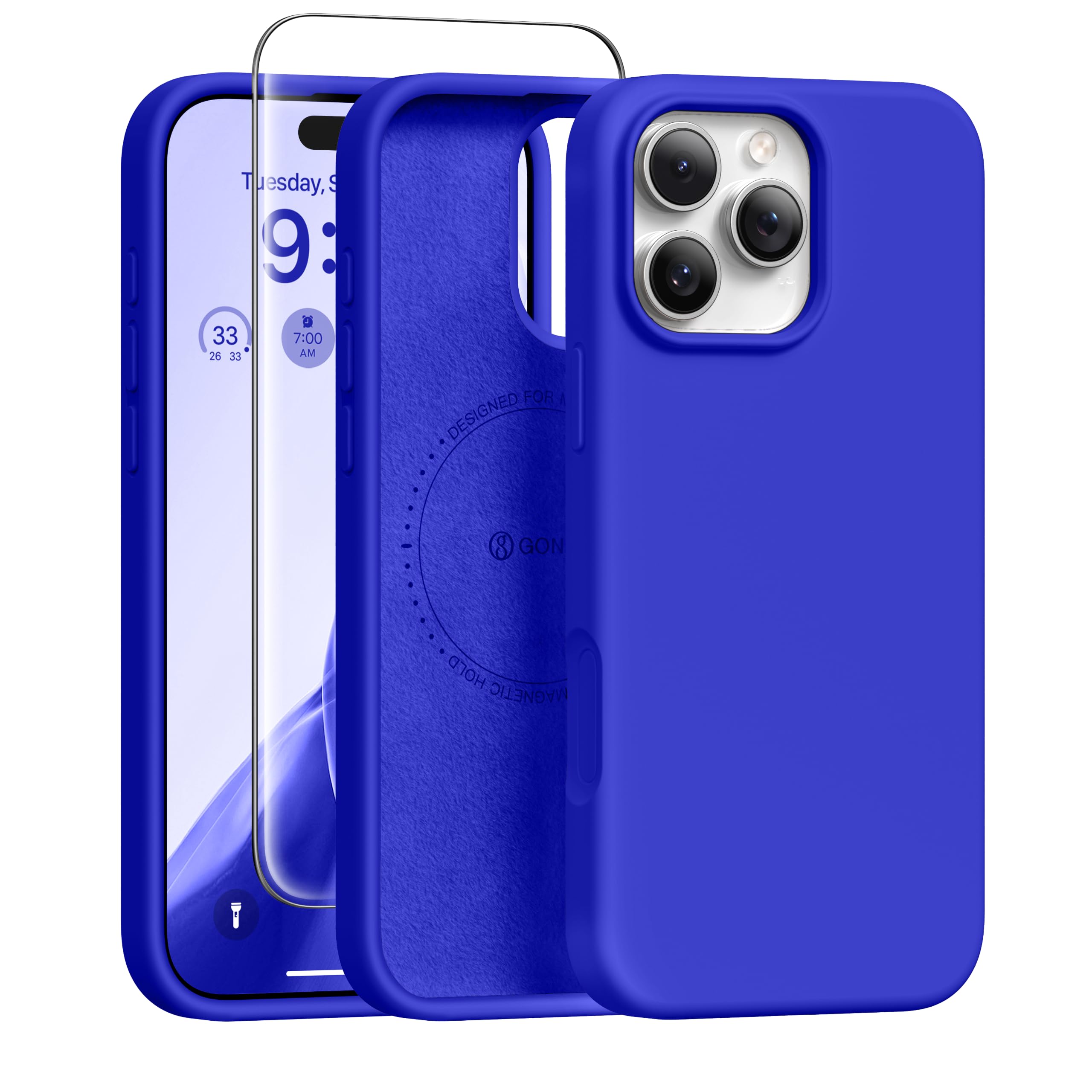 GONEZ Magnetic for iPhone 16 Pro Case, Silicone Cover Cobalt Blue