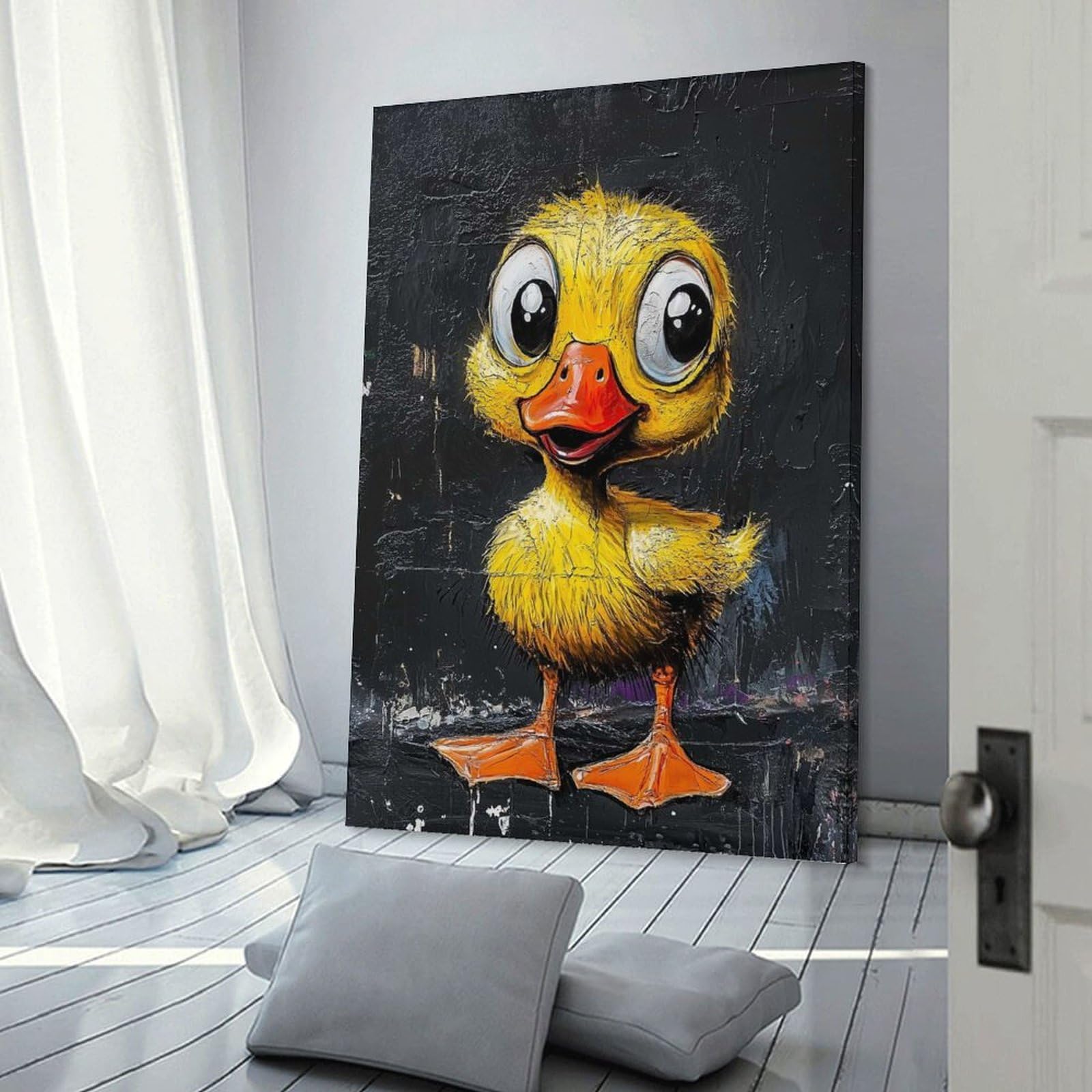 Junmoney Canvas Wall Decor Cute Cartoon Duckling, 20x30inch(50x75cm), for Restful Interiors, Bedrooms Or Small Rooms, Canvas Wall Decor for Personal Spaces