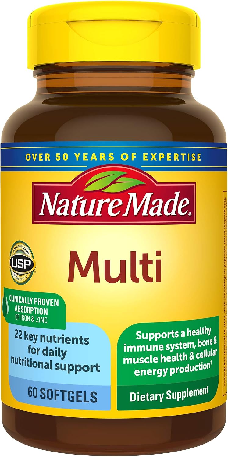 Nature Made Multivitamin Softgels with Vitamin D3 and Iron, 60 Count