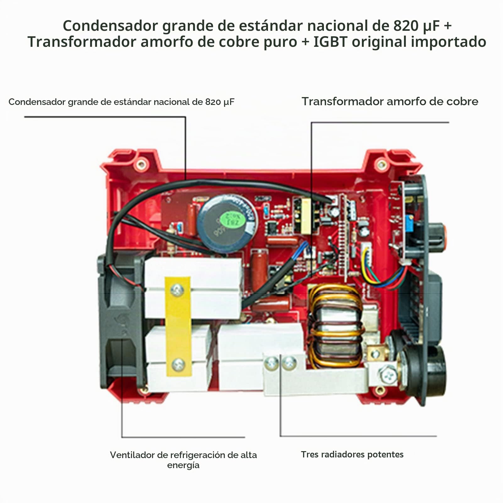 Máquina de Soldar MMA, Mini Soldador Inverter 250 A, Soldadora de Electrodos IGBT, Máquina de Soldar Portátil con Pantalla LCD, Refrigeración Inteligente, Protección contra Sobrecalentamiento
