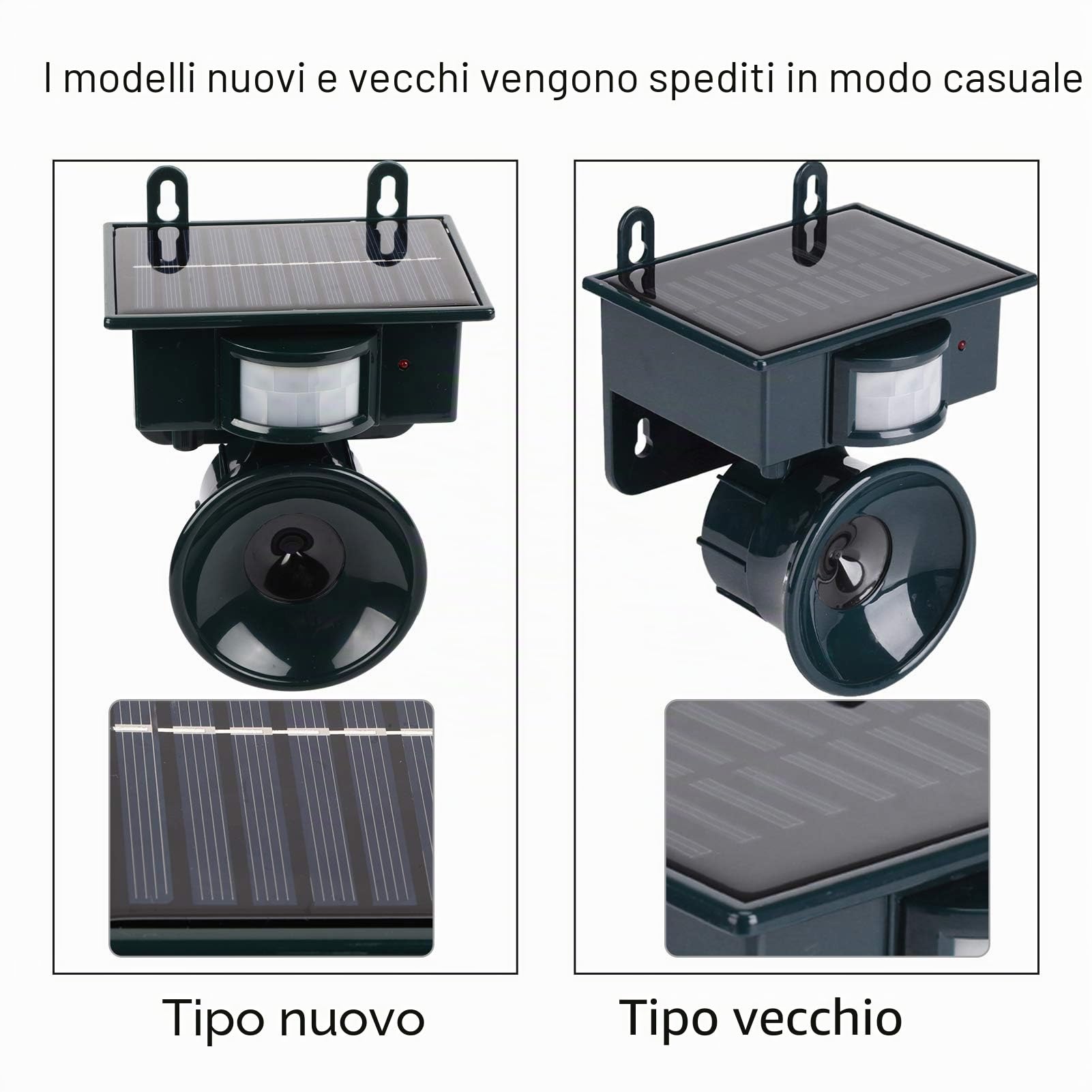 Repellitore ad ultrasuoni Repellitore ad ultrasuoni per uccelli, Sensore di movimento PIR ad energia solare Repellente ad ultrasuoni Cane Gatto Volpe Cacciatore di topo