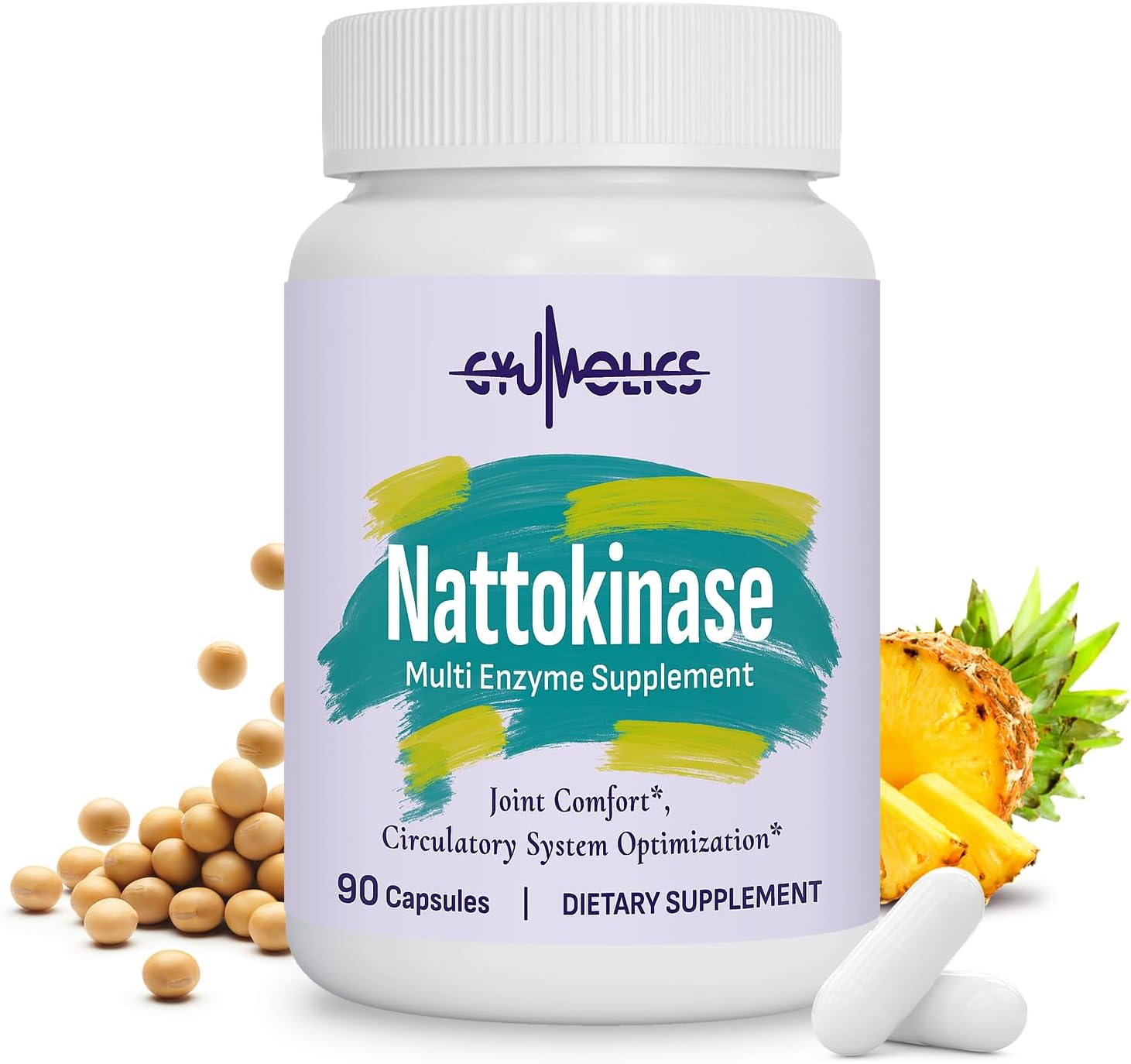 Nattokinase Supplement 10000FU with Organic Nattokinase, Serrapeptase, Bromelain, Curcumin, Vitamin E & Ginseng, Movement Comfort, 90 Capsules
