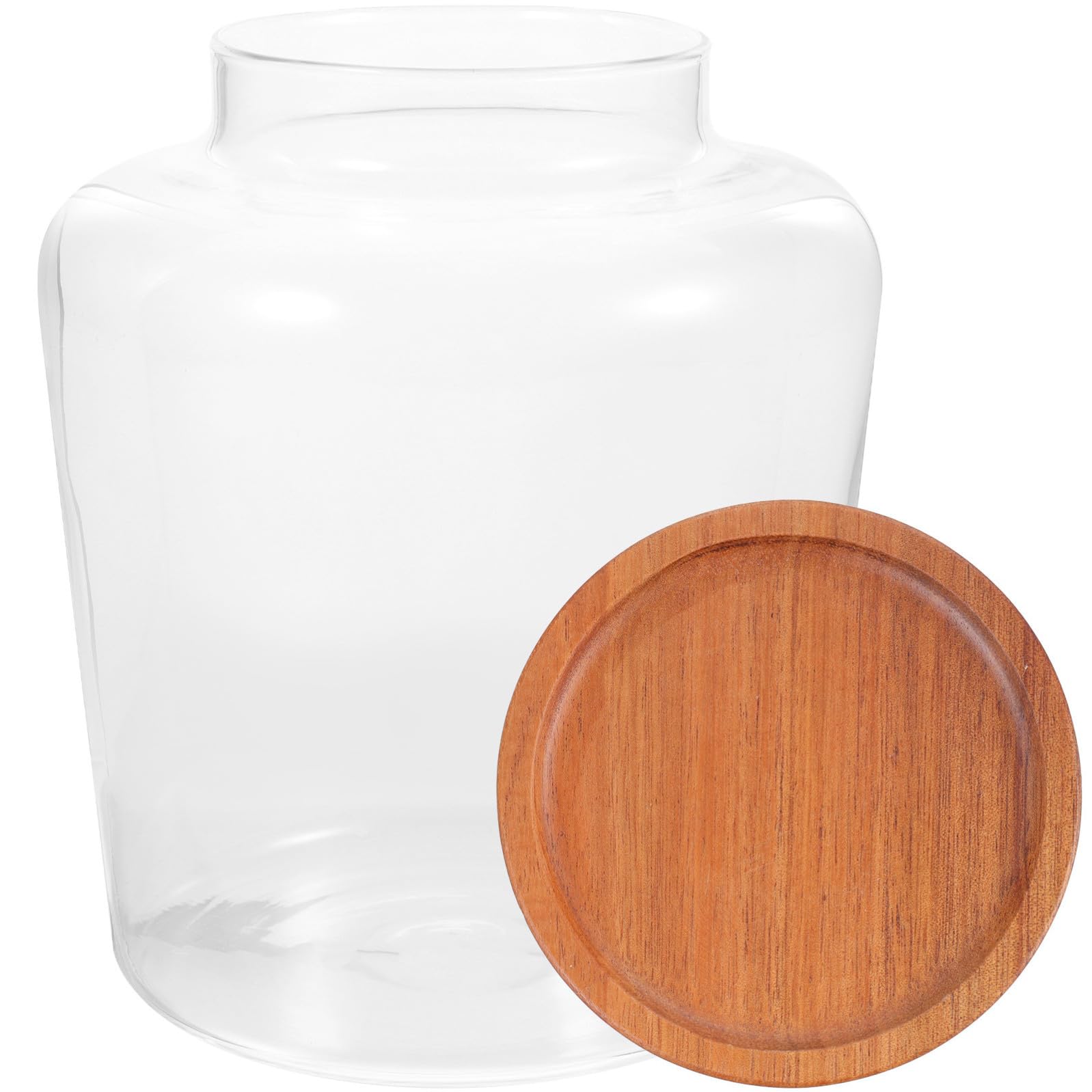 Zerodeko Barattolo in Vetro Trasparente Tappo in Legno Acacia Contenitore Ermetico per Snack Caramelle e Tè Vasetto Multiuso per Casa con Ampia Apertura e Design Decorativo