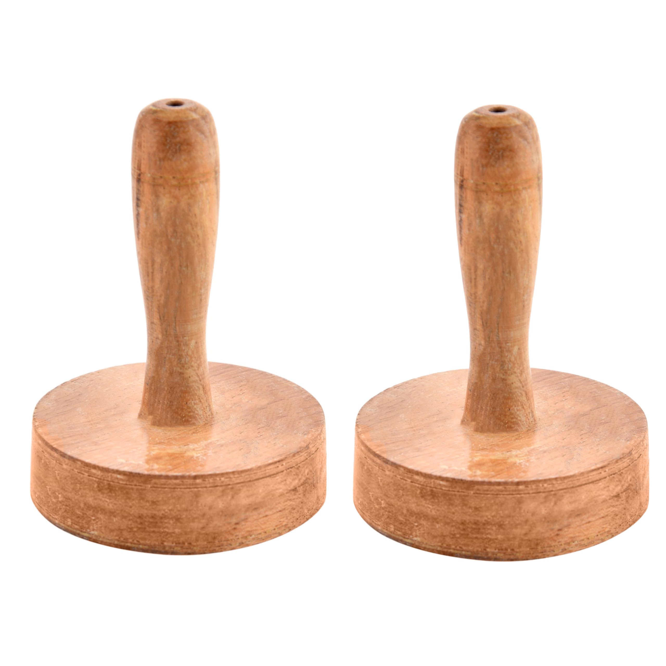PTR Wooden Paratha Presser, Roti Fluffer, Seker, Masher - Perfect Kitchen Tool for Making Delicious Parathas and Mashing Pav bhaji and Vegetable - (Set of 2)