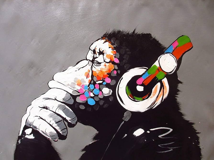Amazon.com: Banksy DJ Monkey Gorilla Chimp Canvas Wall Art