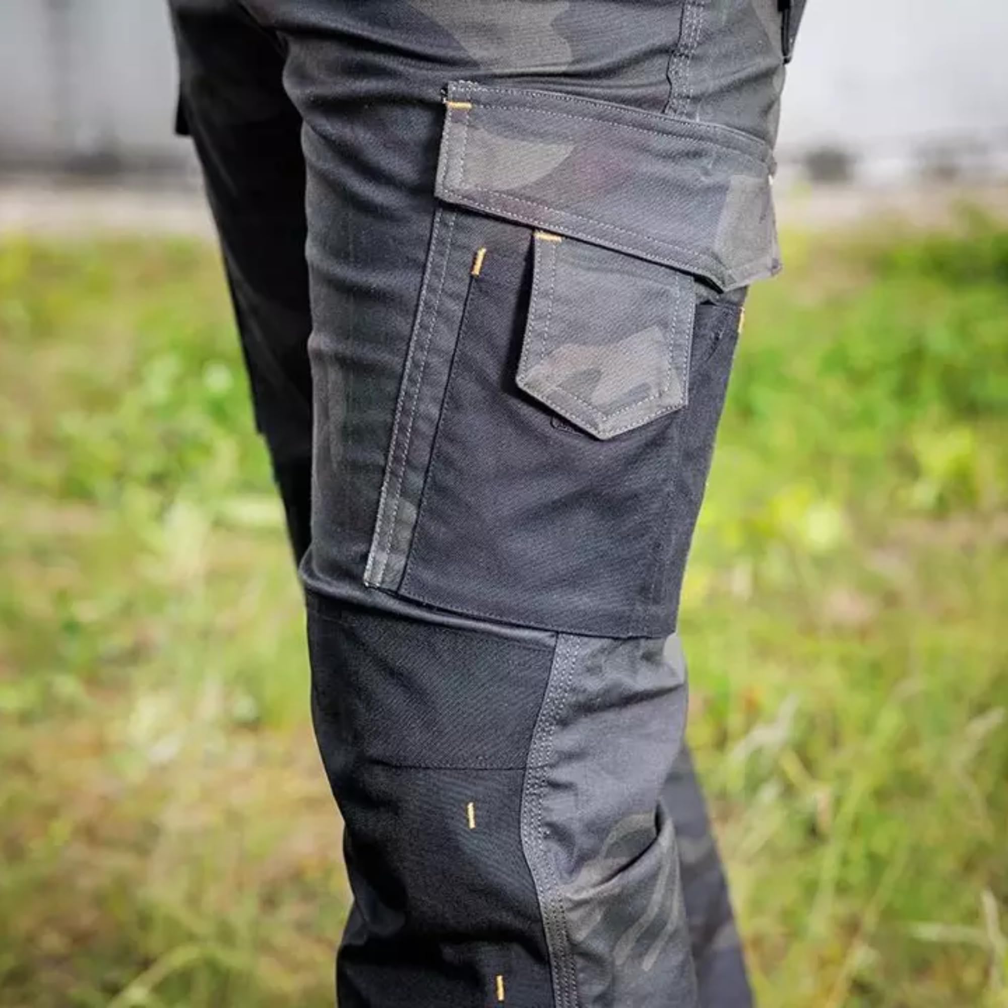 NEO TOOLS Robusti pantaloni da lavoro Mix&Match da uomo in tela con rinforzi in cordura e inserti riflettenti e tasche per ginocchiere, ideali per artigianato e lavori