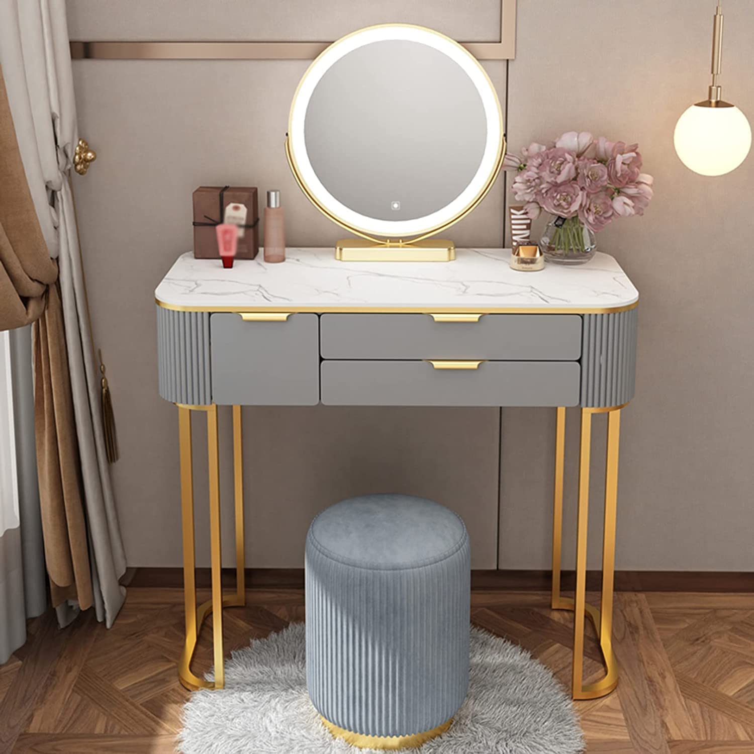 Toeletta con specchio e sgabello DIEPPE LED Bianco | Leroy Merlin