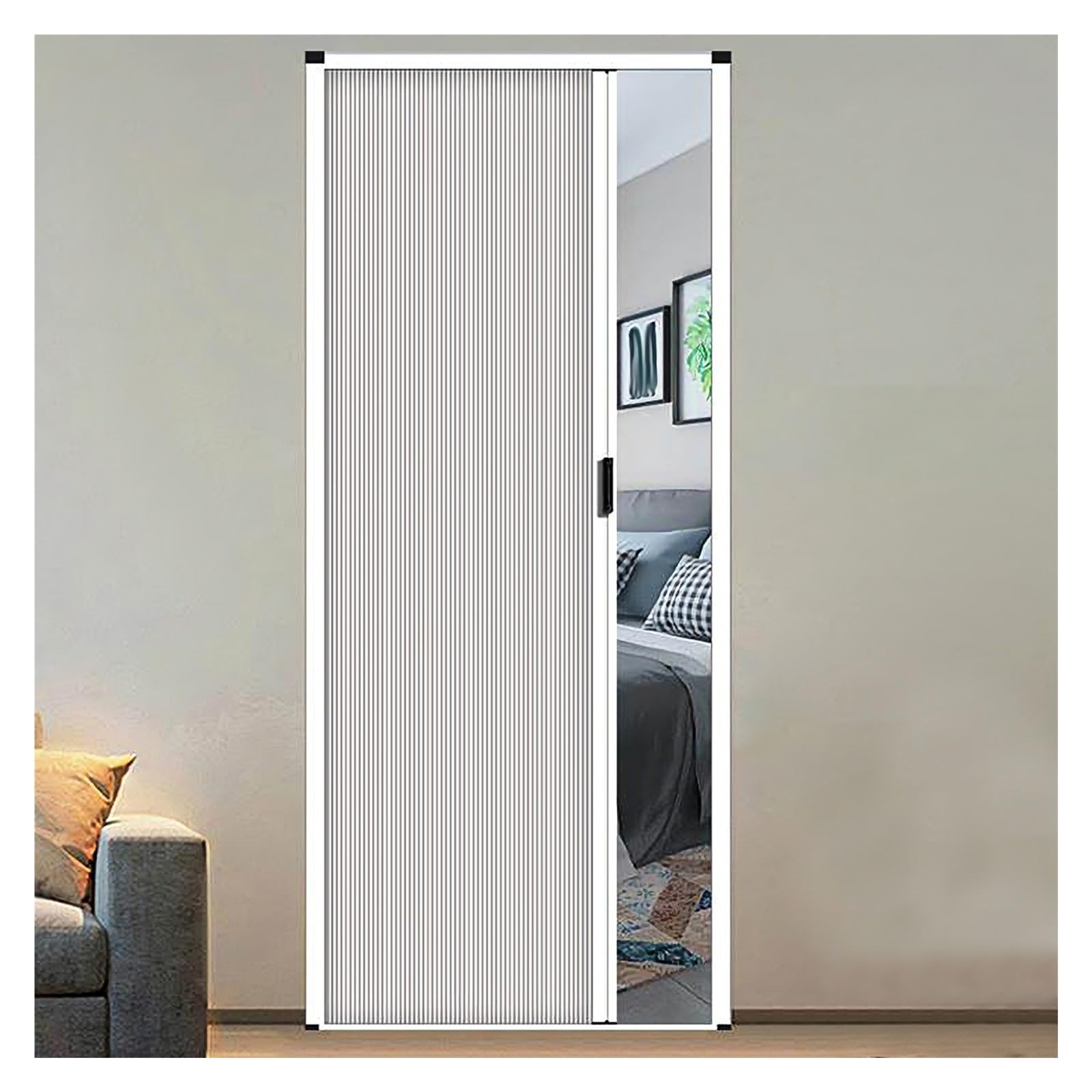 Amufjj White Lockable Concertina Doors Internal Grey 70 76 80 86 90 96 100 Cm Width Honeycomb Accordion Door Partition Folding Door No Drilling, Space-Saving Closet Doors(,76X195cm)