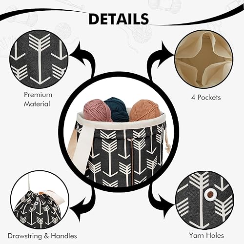 Vista 43 de TOGETRUE Bolsa de hilo, pequeña bolsa de ganchillo para tejer, organizador de bolsas de almacenamiento de hilo portátil para proyectos de ganchillo