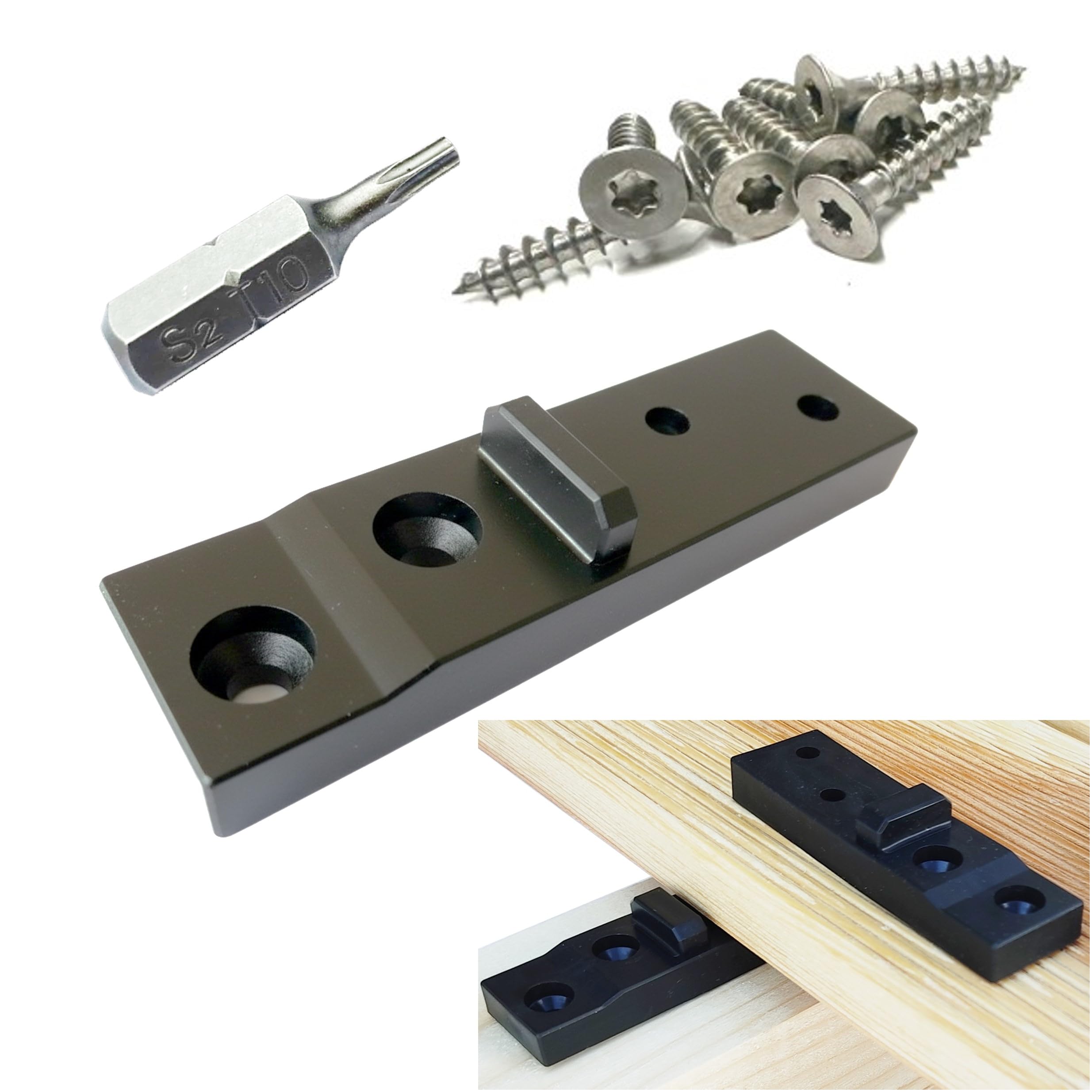 100 Stk. Abstandshalter für Terrassendielen verdeckte Befestigung Inkl. Edelstahl Schrauben + 1 Bit, Fugenbreite 2 mm / 4 mm oder 7 mm, Terrassenclips (ALU Unterkonstruktion, 2 mm Fugenbreite)