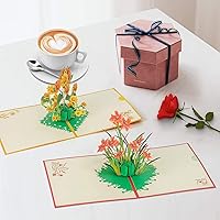 Vista 6 de Cacukap Tarjeta desplegable, tarjetas del día de la madre, 4 tarjetas de felicitación 3D de flores, tarjeta de agradecimiento con sobre, tarjetas