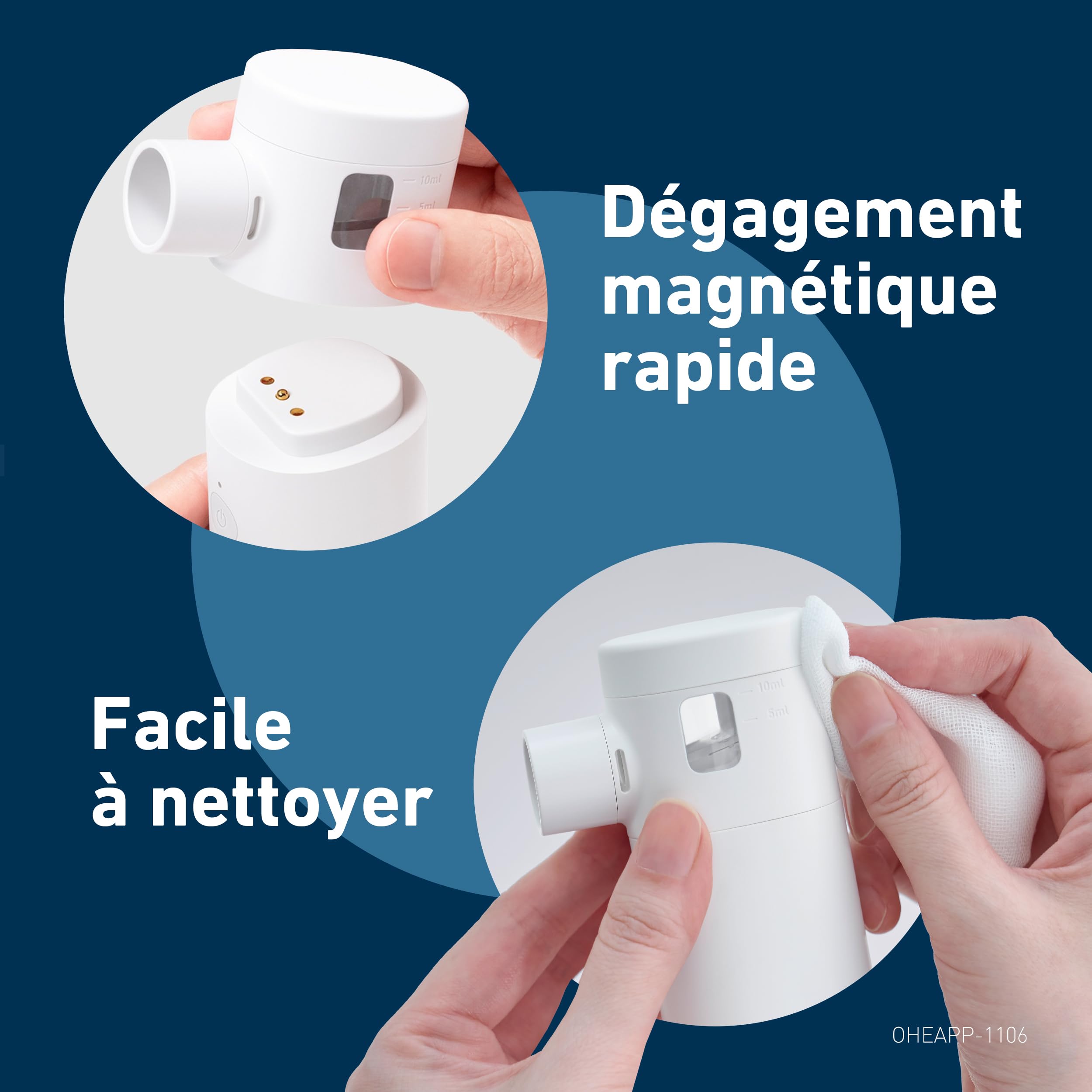 OMRON MicroAir Move Inhalateur Portable Silencieux | Nébulisateur Enfant et Adulte avec 2 Masques et Embout Buccal | Rechargeable USB-C | Soulagement Toux et Rhume
