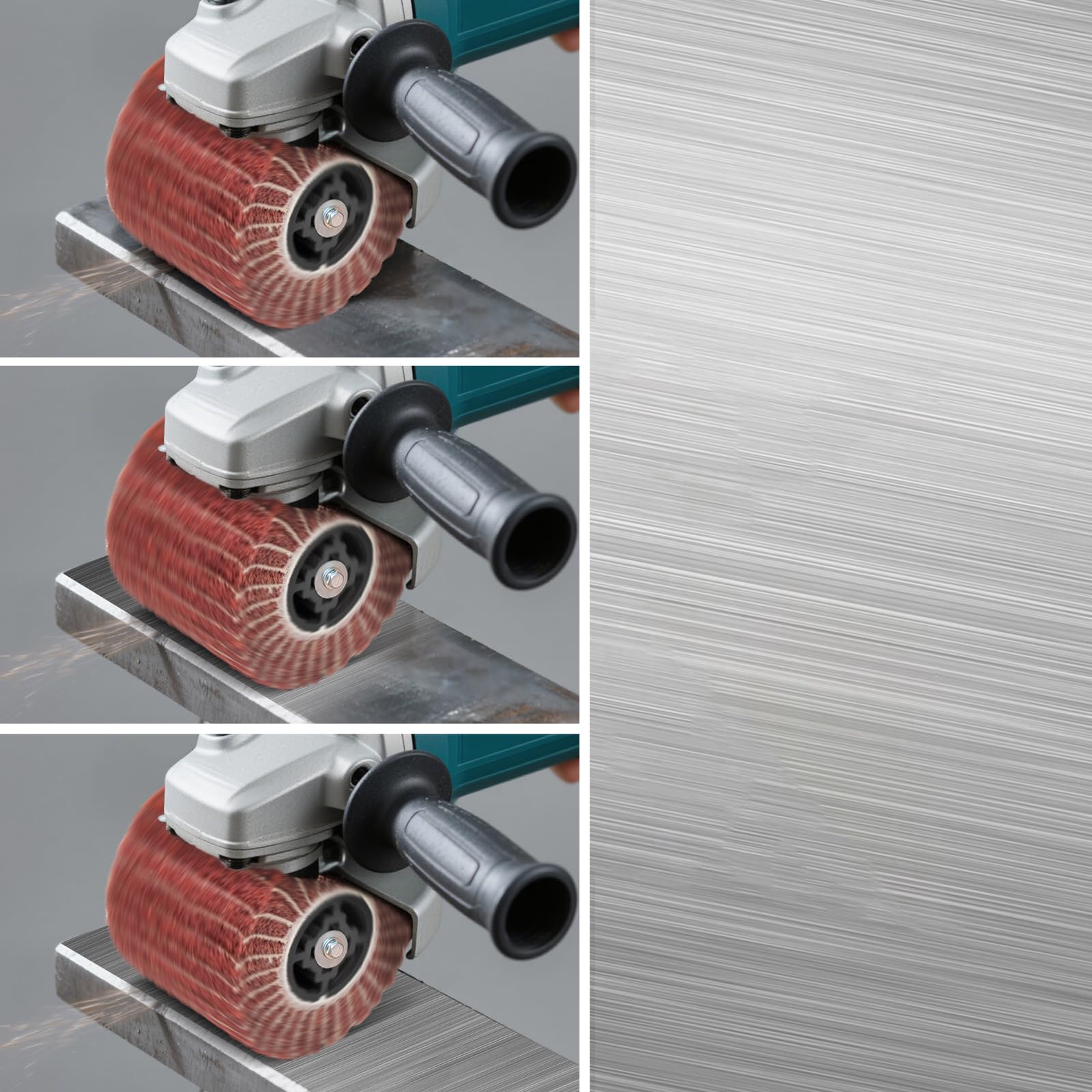Brosse en Nylon - Rouleau Abrasif - Manchons Abrasifs pour Machine à Satiner - Brosse à Bois et Métal - Polissage de Surface - Grain 60/80/120/180 (B-60#)