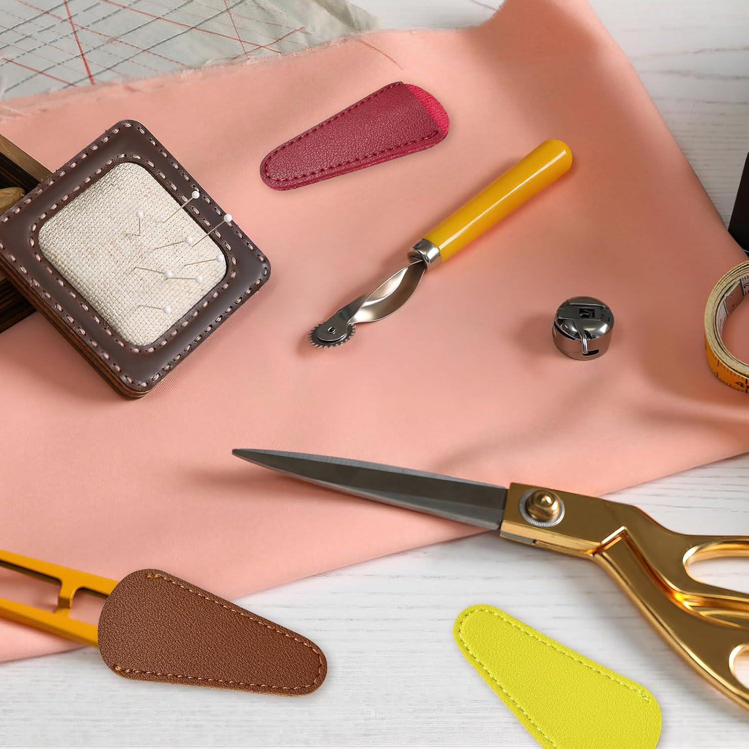 10 Pcs 2.95×1.45in Embroidery Scissors Sheath, Small Scissors with Cover Scissors Protective Cover Scissors Leather Sheath for Scissors Protection (multicoloured), US20240510010