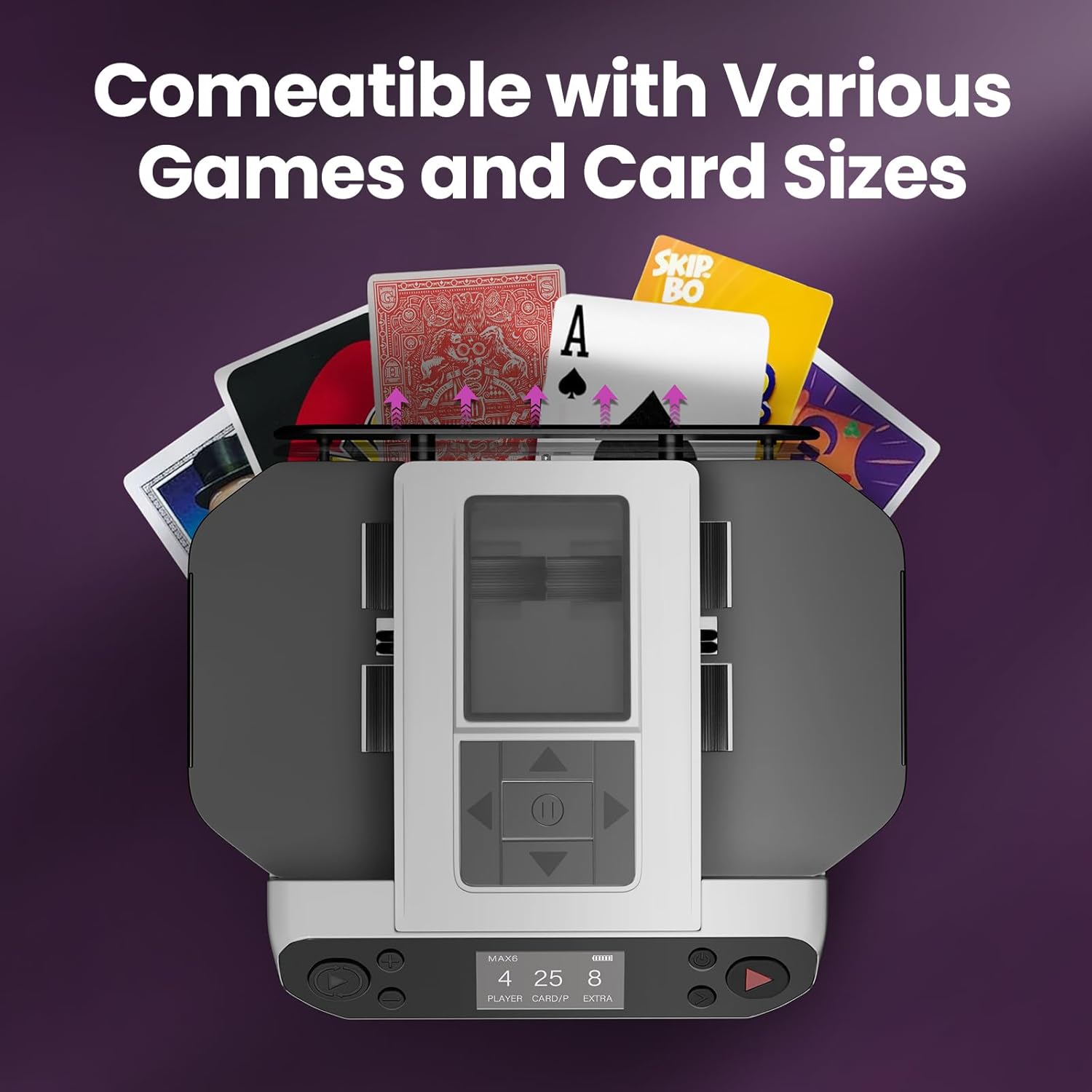 Automatic Card shuffler and Dealer 2-in-1 Machine 2026, 8 Remotes, Dealing Machine for 1-12 Players, Rotatable 180°/360°, Ultra Quiet, Rechargeable, for Board Game and Poker, Casino Card, UNO