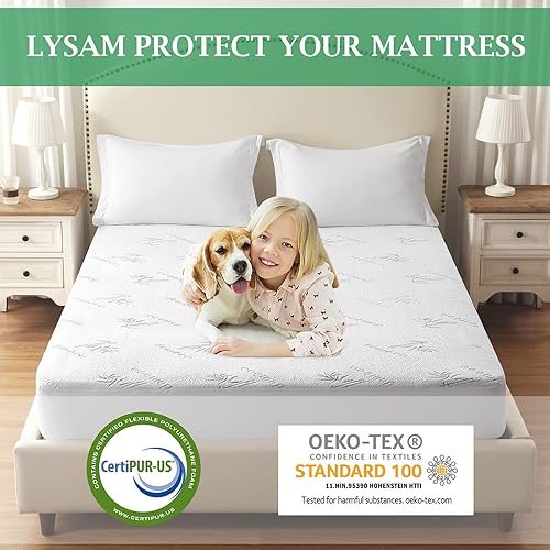 Miniatura 4 de Lysam Protector de colchón tamaño individual, funda de colchón refrescante impermeable de 39 x 75 pulgadas, funda de cama silenciosa, transpirable,