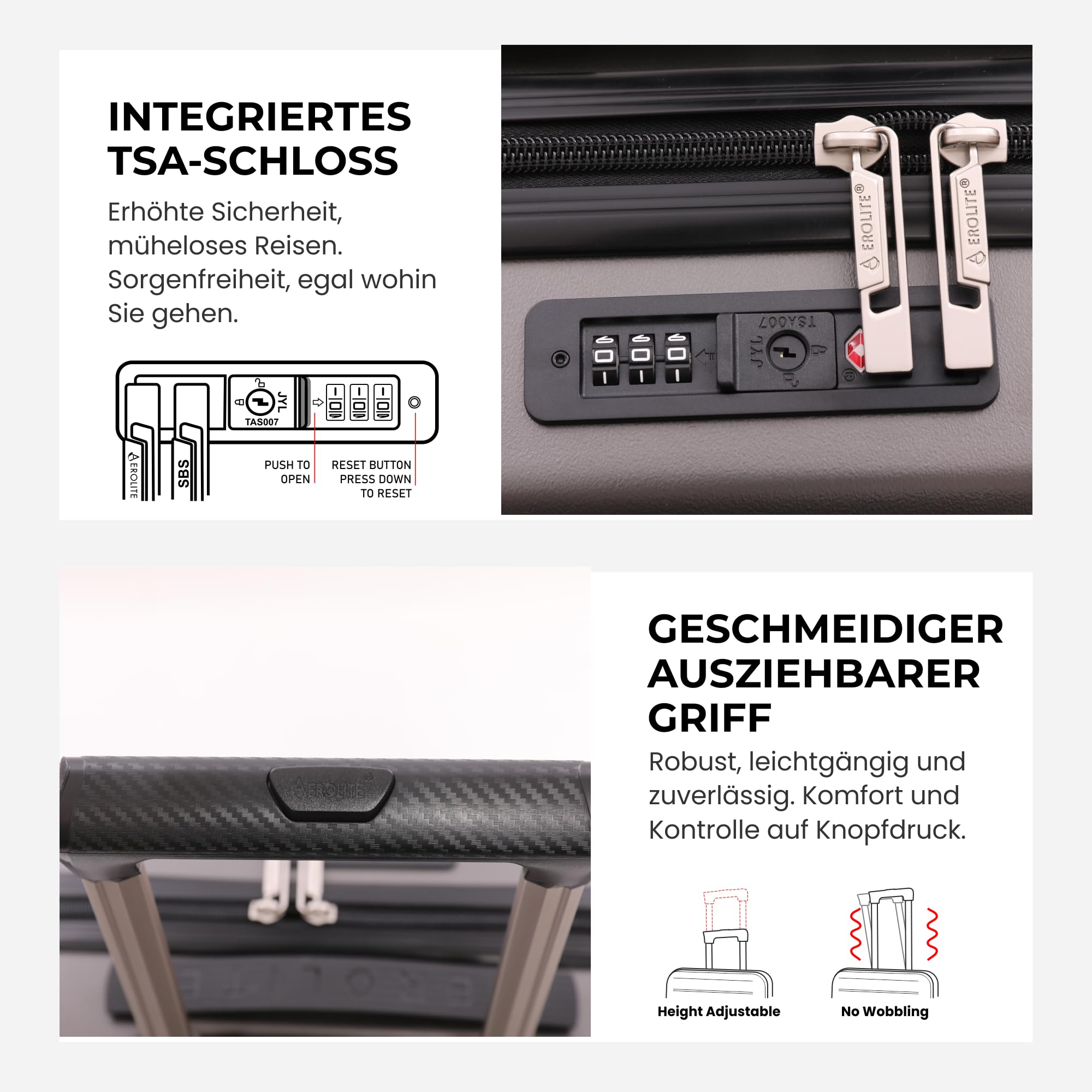Aerolite 56x45x25cm Easyjet / British Airways / Jet2 Höchstbetrag 4 Rad Handgepäck Leichtgewicht Hartschale Bordgepäck Kabinentrolley Reisekoffer Trolley Koffer 56x45x25 (Kohlegrau)