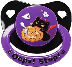 CutiePlusU Adult Pacifier with Large Shield and Silicone Pacifier - BPA Free, Cute Patterns to Reduce Stress and Relax - Purple Ghost Pumpkin