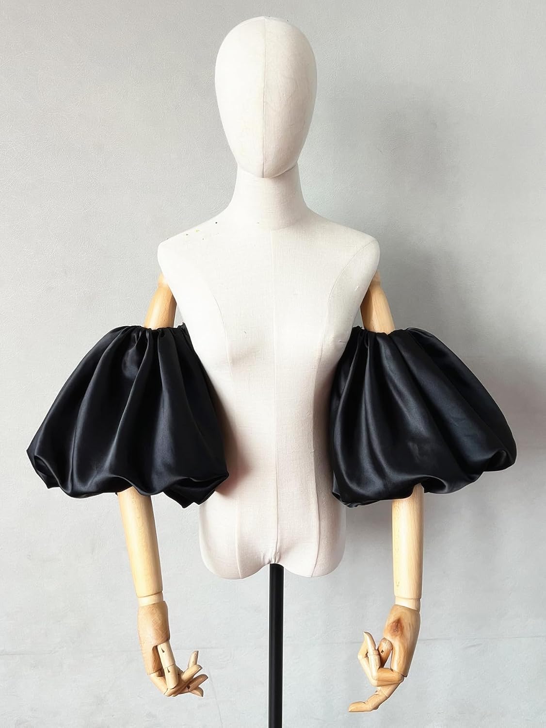 Detachable Puffy Short Sleeves Satin/Organza Stretchy Cuffs