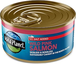 Wild Planet Wild Pink Salmon No Salt Added, Canned Salmon, Sustainably Wild-Caught, Kosher 6 Ounce can