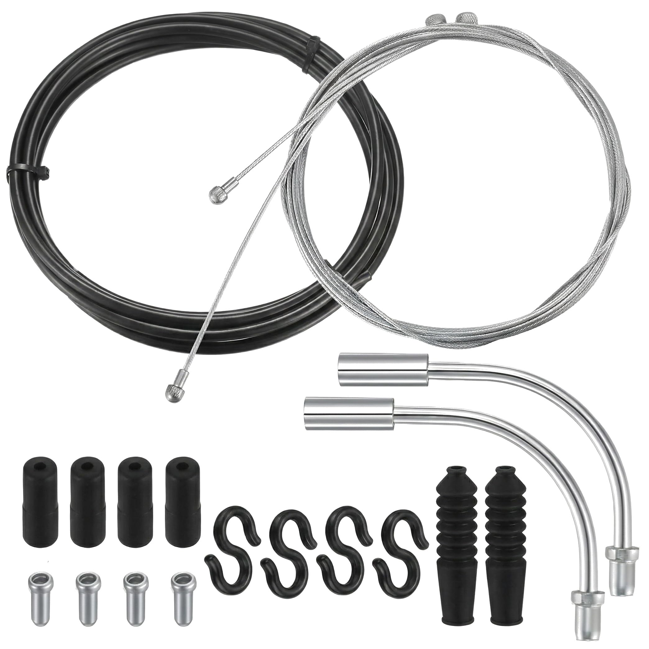 Bike Brake Cable Kit, Dual-Ended Front & Rear Cables for MTB/Road Bikes