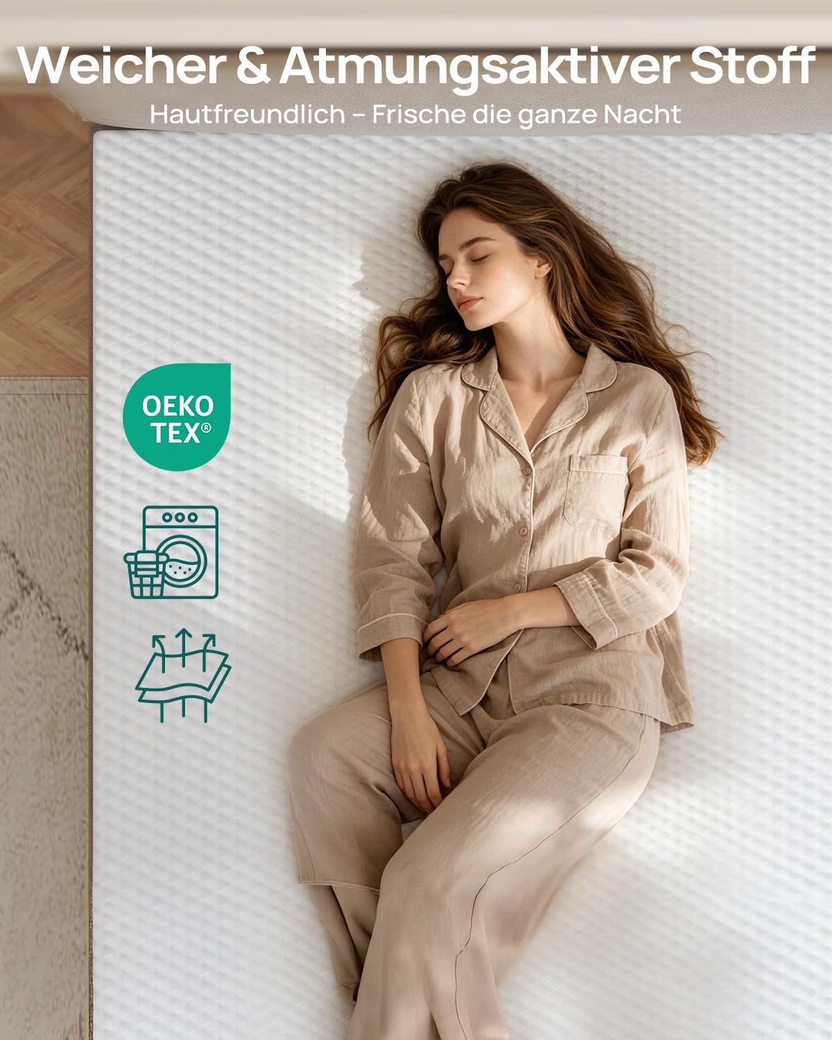 Releep Gel Topper 180x200cm H3/H4 7,5cm 5-Zonen Gelschaum Matratzen Topper | Wende-Topper mit Zwei Liegegefühlen, Kühlender Gelschaum, Waschbarer Bezug, Rutschfeste Unterseite, OEKO-TEX & CertiPUR
