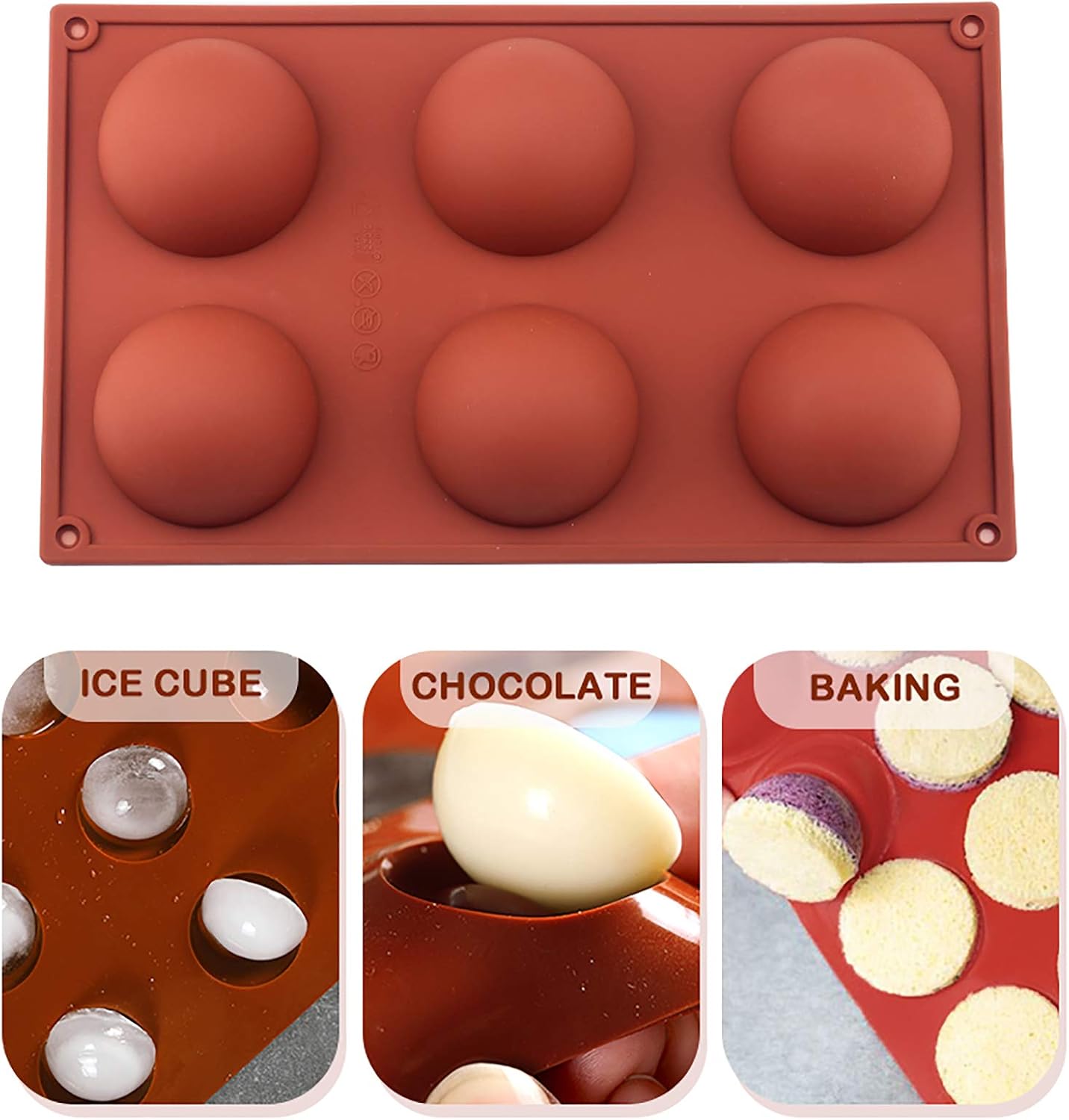 MOTZU 6 Holes Silicone Baking Mold for Mousse Cake, 3D Semicircle Baking Non-Stick Mould, Semi Sphere Dessert Moulds for DIY Chocolate Pastry Truffle Pudding Jelly Cheesecake