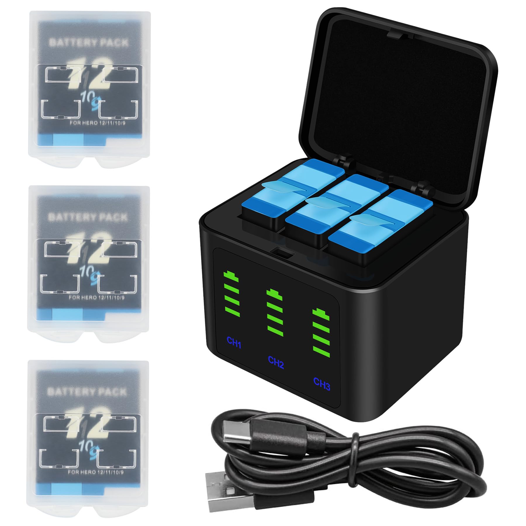 Amazon.com: Battery Charger Kits for GoPro Hero 12 11 10 9 Black