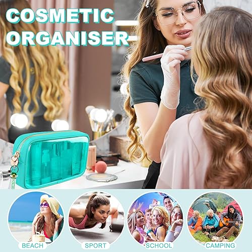 Miniatura 6 de Bolsa organizadora de maquillaje de viaje transparente para bolso, Rojo -