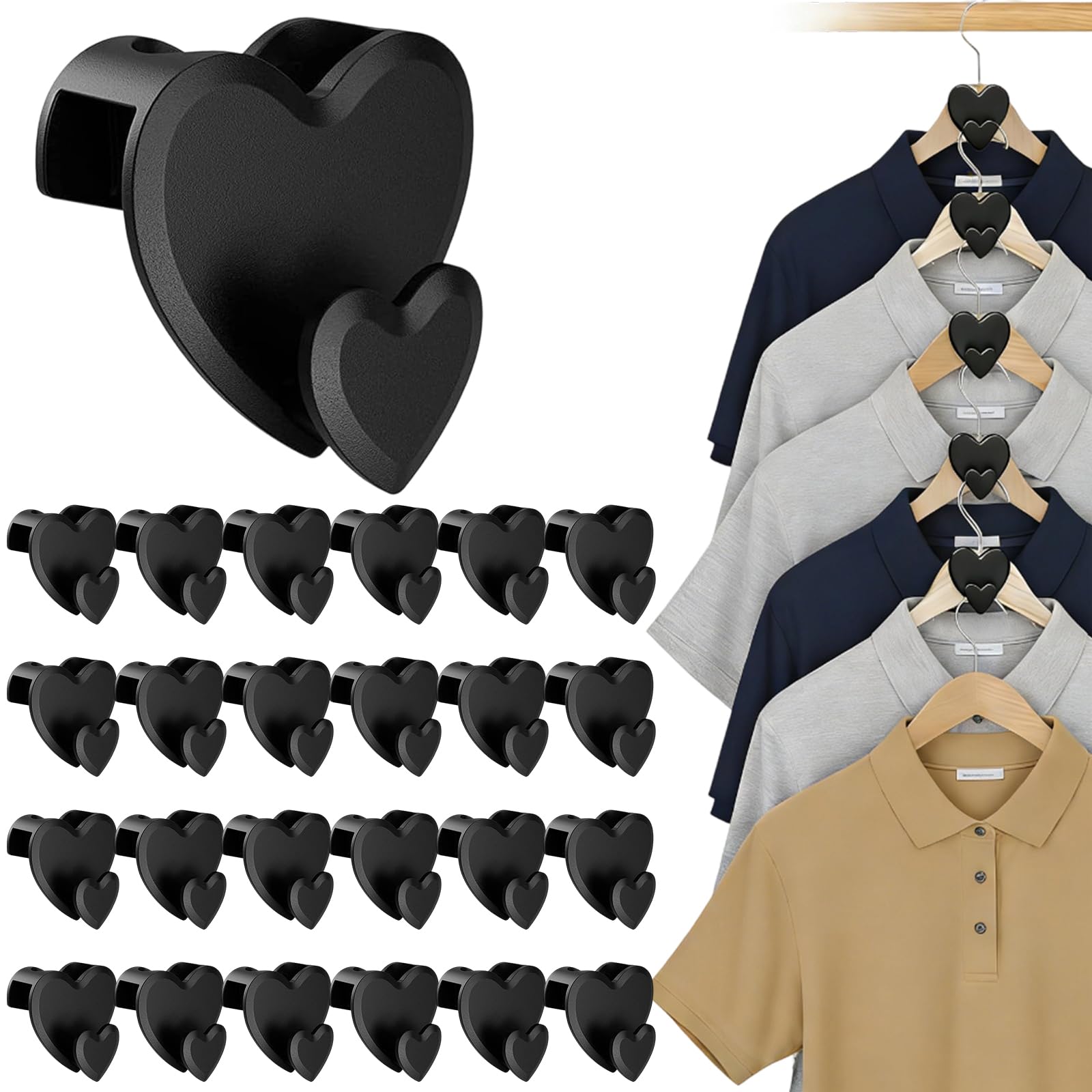 Zy-Otu Black Space Saving Hangers 24Pcs: Ultra Sturdy Hangers With 40Lb Capacity. These Heavy-Duty Closet Hanger Hooks Maximize Space & Organize Your Wardrobe Instantly（Black）