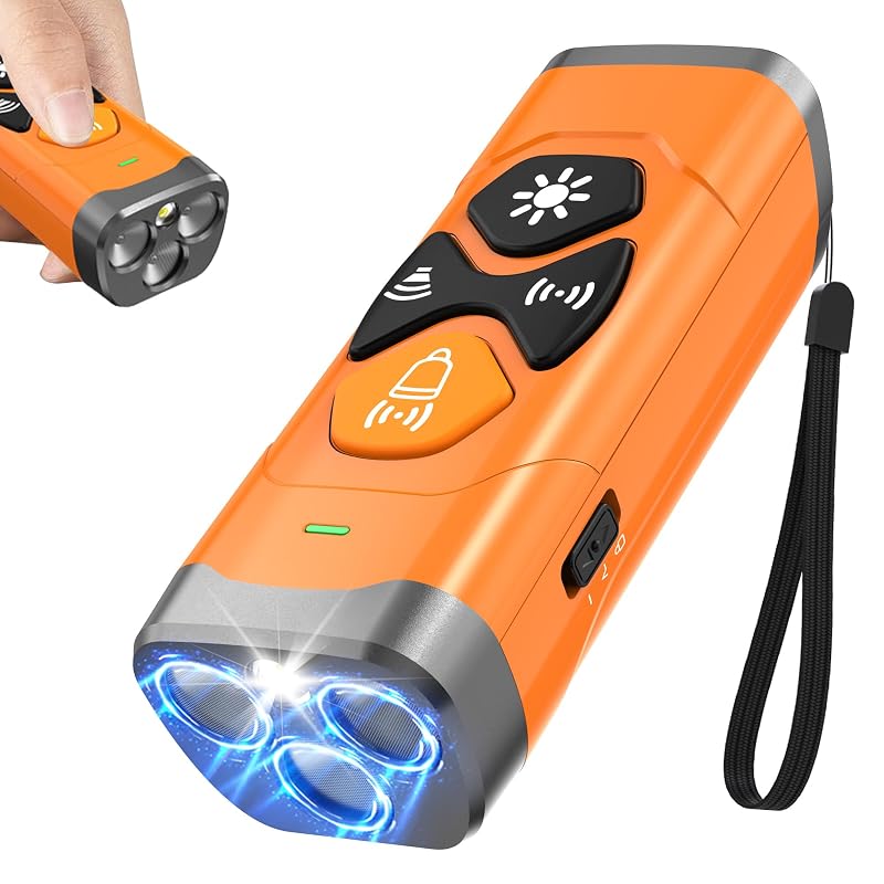 Dispositivo Antilatido Ultrassônico para Cães Nasebila Y00004-1 com 4 Modos e Alcance de 7 m, Laranja e Cinza
