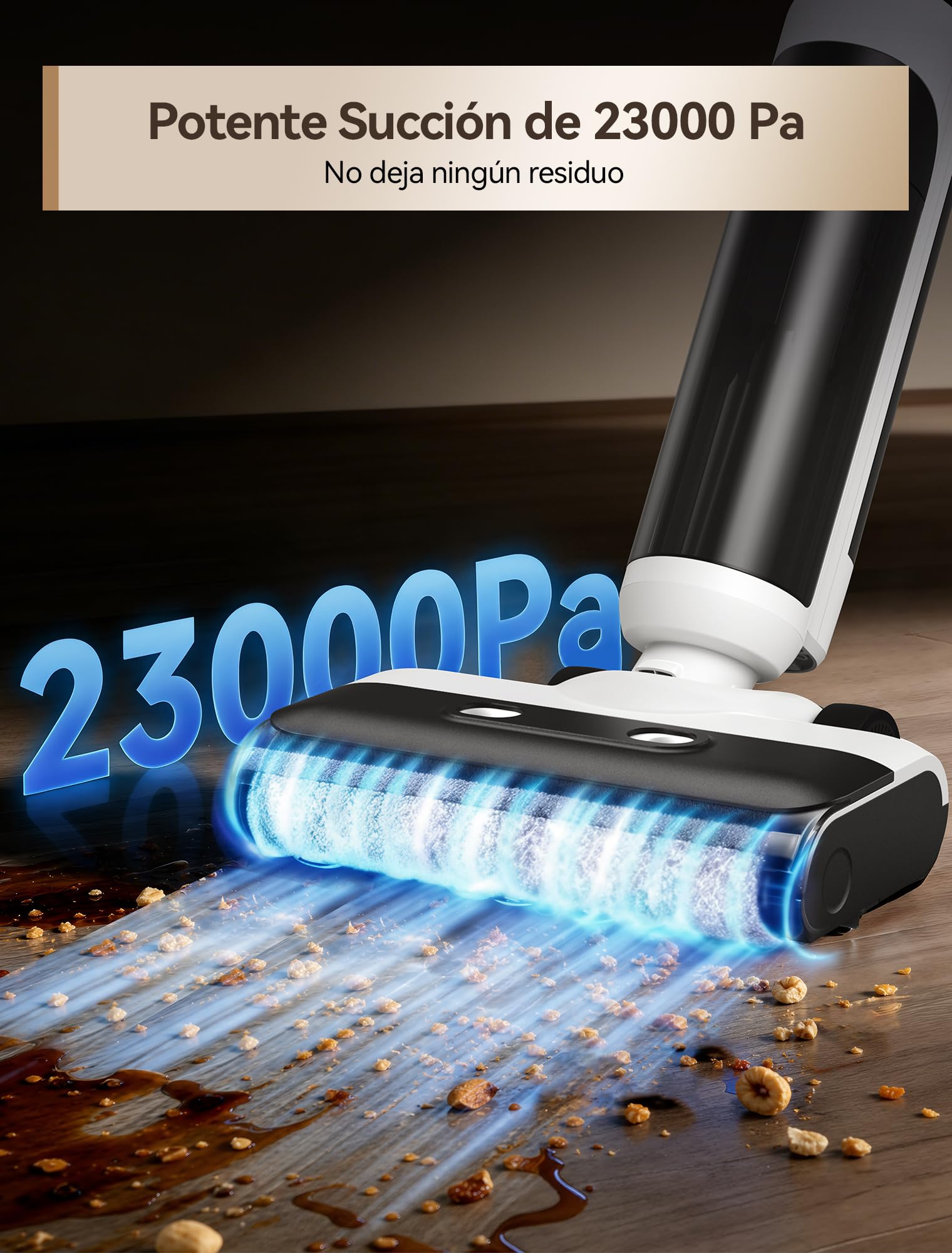 H13 Aspiradora y Fregona Sin Cable, 23.000 Pa de Succión, 75 min de Autonomía, Aspiradora Fregona 2 en 1 AI SmoothDrive Autopropulsión Rodillo Snti-Enredos Autolimpieza Toque Doble Depósito