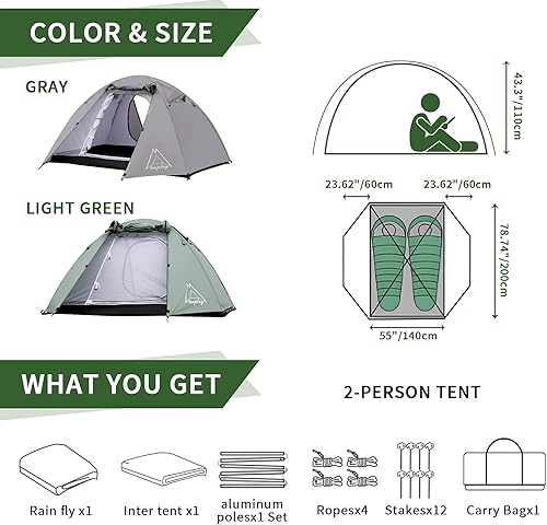 Miniatura 6 de Camping Tent, Easy Setup, 1-2-8-10 Person Waterproof and Portable Tent for Camping Hiking Outdoor
