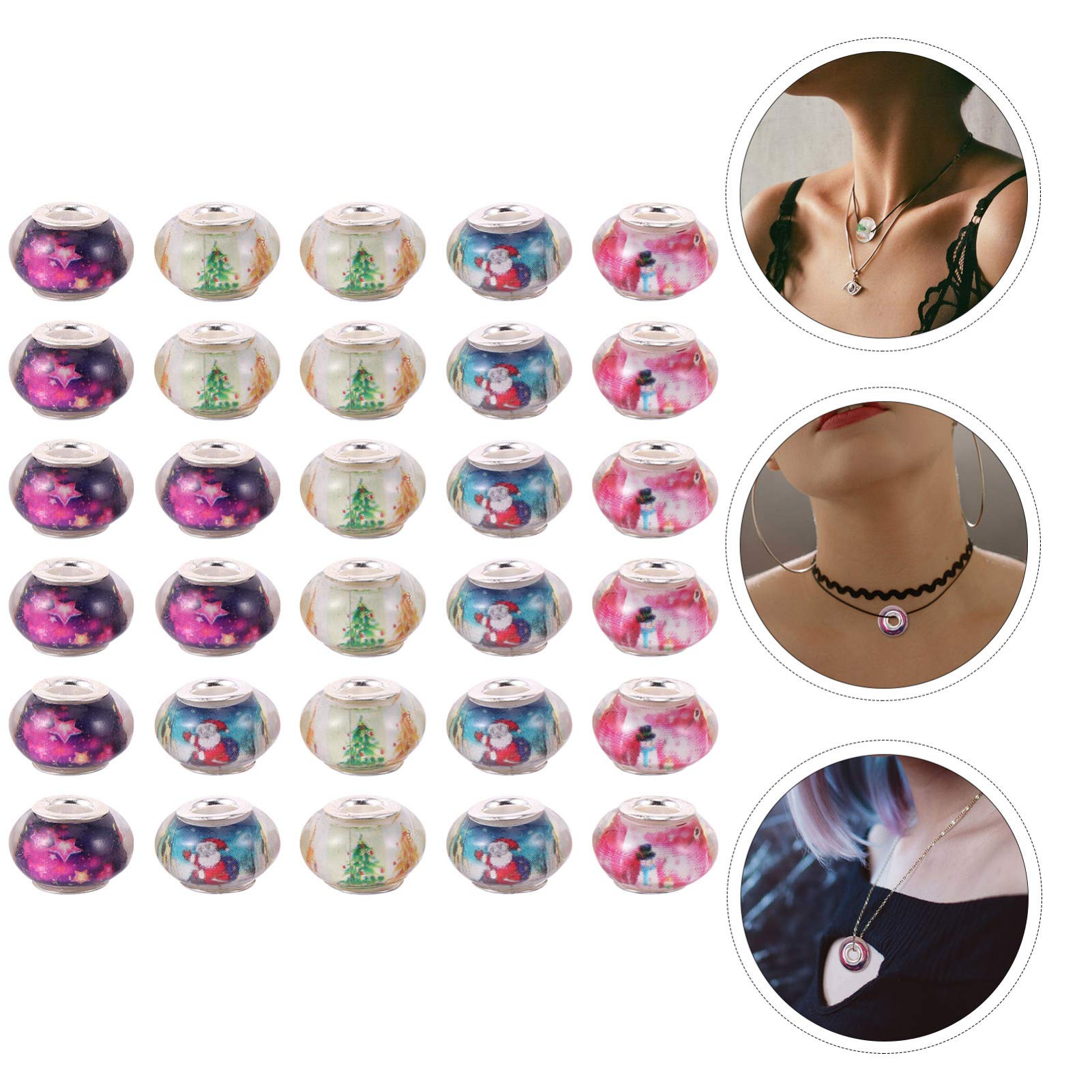 DOITOOL 2 Sätze Große Loch Spacer Perlen Charms Für Diy Schmuck Armbänder Ohrringe Bunte Glasperlen Für Bastelprojekte Und Schmuckherstellung 100 Stück * 2