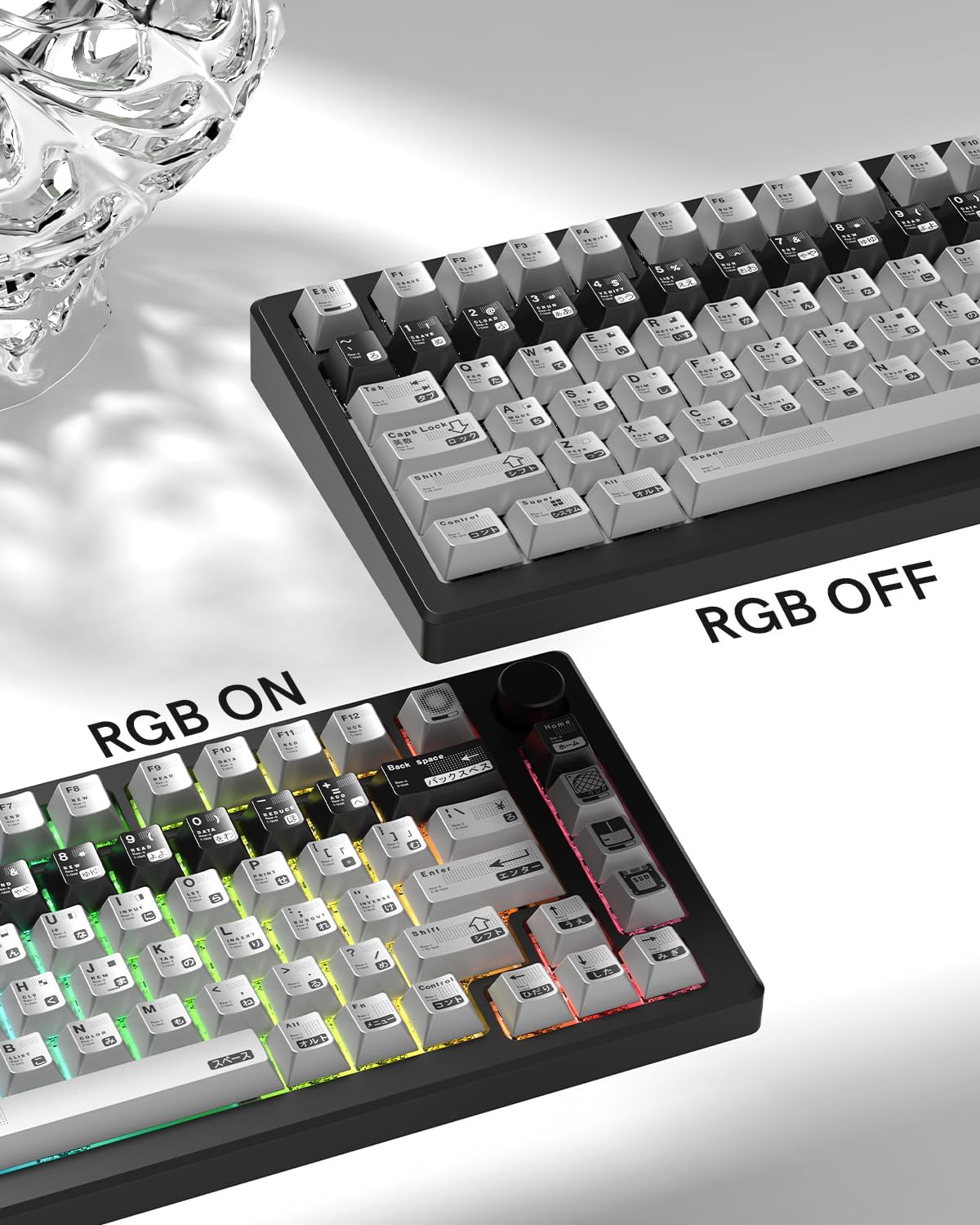 PBT Keycaps with Metal Paint, Janese Style 112-Key Black/Silver Custom Keycap Set dye Sublimation,Cherry Profile Key caps for 61/64/66/68/75/84/87 MX Switches Mechanical Keyboards