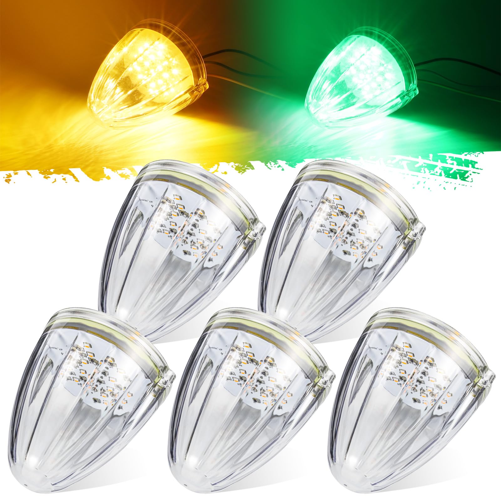 Luces de cabina LED bicolor cromadas para techo de camión Freightliner 8