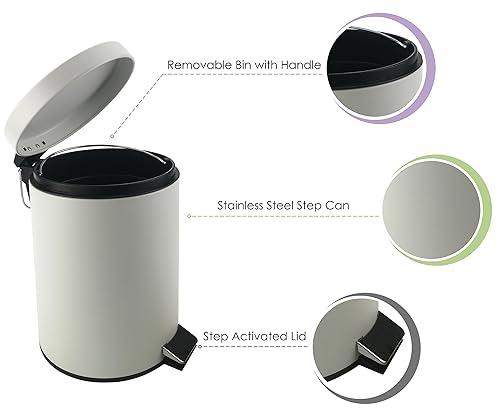 Miniatura 10 de Mason - Bote de metal de 5 litros1.3 galones de cierre suave para baño, dormitorio, cocina, oficina, incluye cubo extraíble para revestimiento,