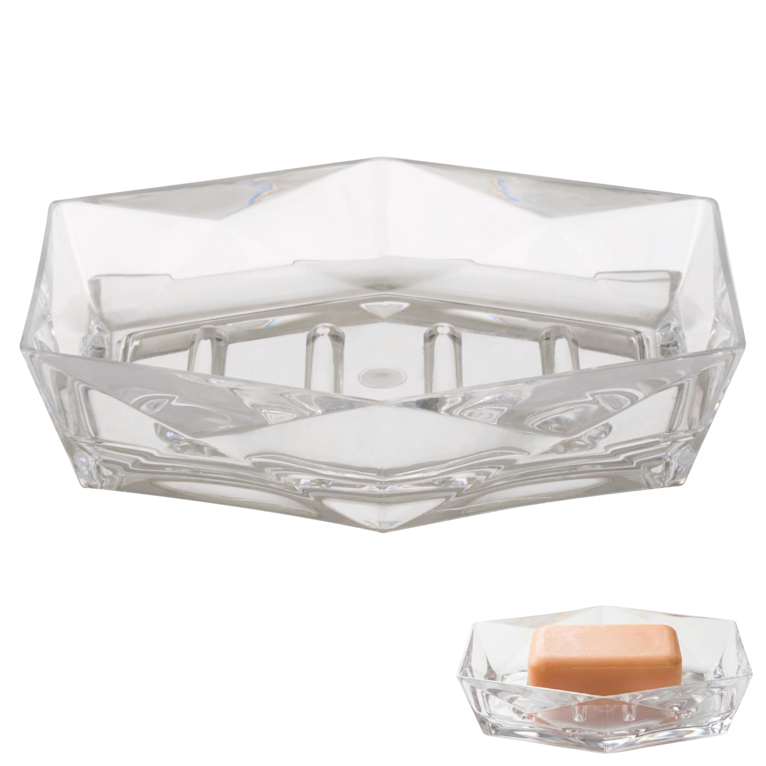 Dow Clear Acrylic Bathroom Shower Storage Soap Holder Dish Plate Container Tray