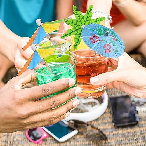 Miniatura 6 de 100 piezas de palillos de cóctel, sombrillas de bebida de palma de coco, agitadores de bebidas, decoraciones de fiesta hawaiana, accesorios de