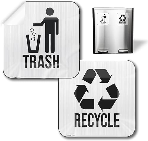 Miniatura 1 de Calcomanías de reciclaje y basura para botes de basura de cocina y contenedores de reciclaje, combo de calcomanías de basura y reciclaje para