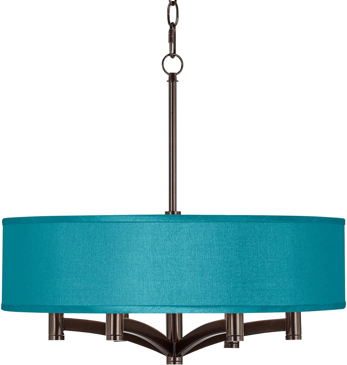 Possini Euro Design Ava Tiger Bronze Drum Shade Pendant Chandelier 20" Wide Modern Blue Faux Silk 6-Light Fixture for Dining Room House Foyer Entryway Kitchen Bedroom Living Room High Ceilings