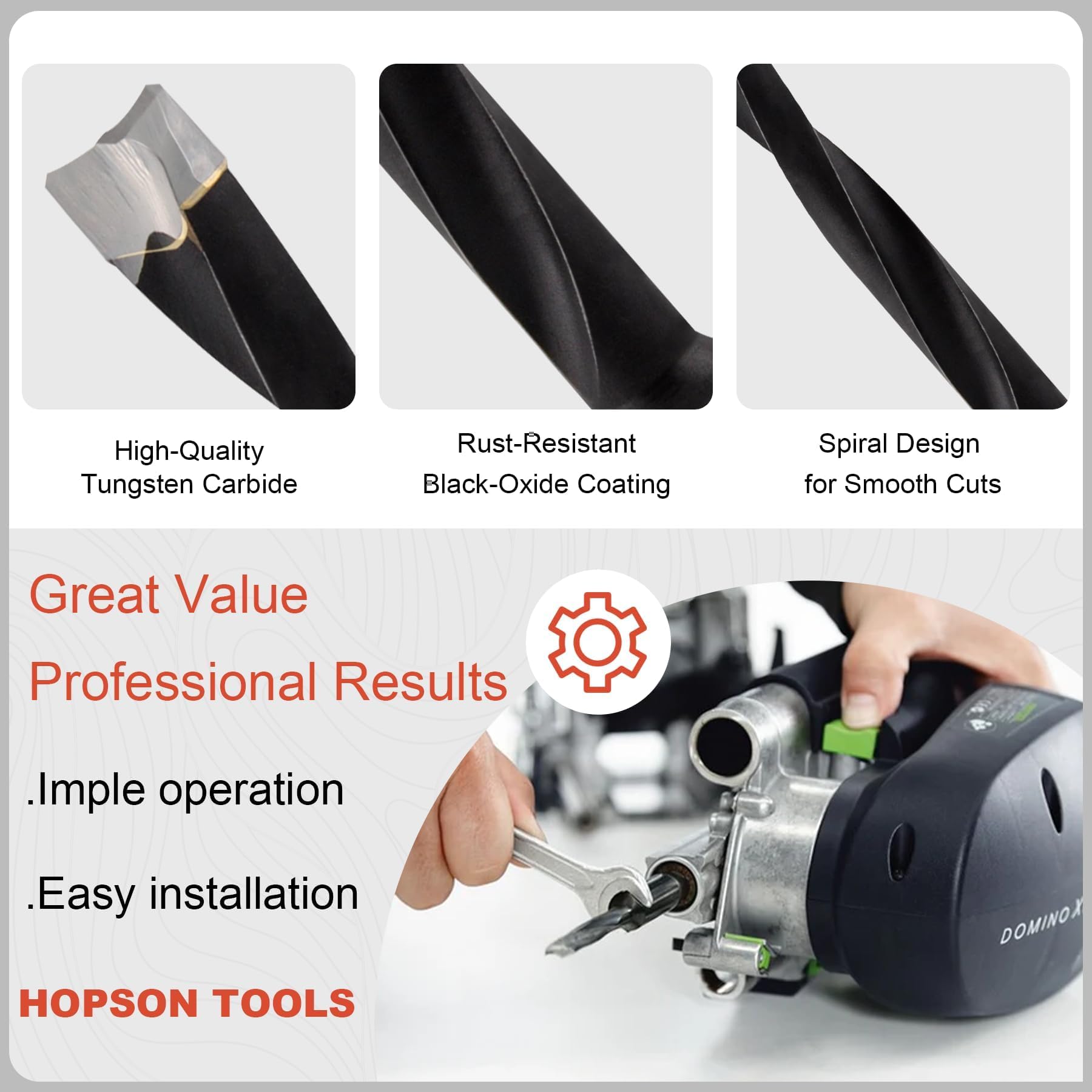 Hopsont Tools DF700 - Broca de carburo sólido para máquinas de unión Domino DF700 de 8 mm de diámetro, 1 unidad