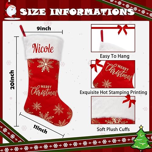 Miniatura 37 de Calcetines de Navidad personalizados, calcetines de Navidad bordados personalizados, calcetines de Navidad grandes de terciopelo de 18 pulgadas, Hm