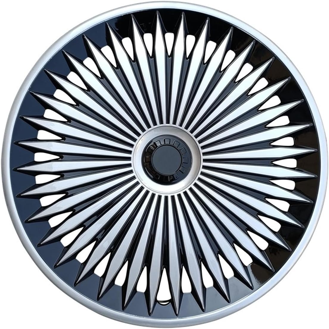 Hubcap Wheel Cover Replacement, 12 13 14 15 16 17 Inch Rims Universal Wheel Hub Caps Cover, ABS Material Exterior Accessories Snap On Car Truck SUV -Set of 4 (Silver+Black, 13")