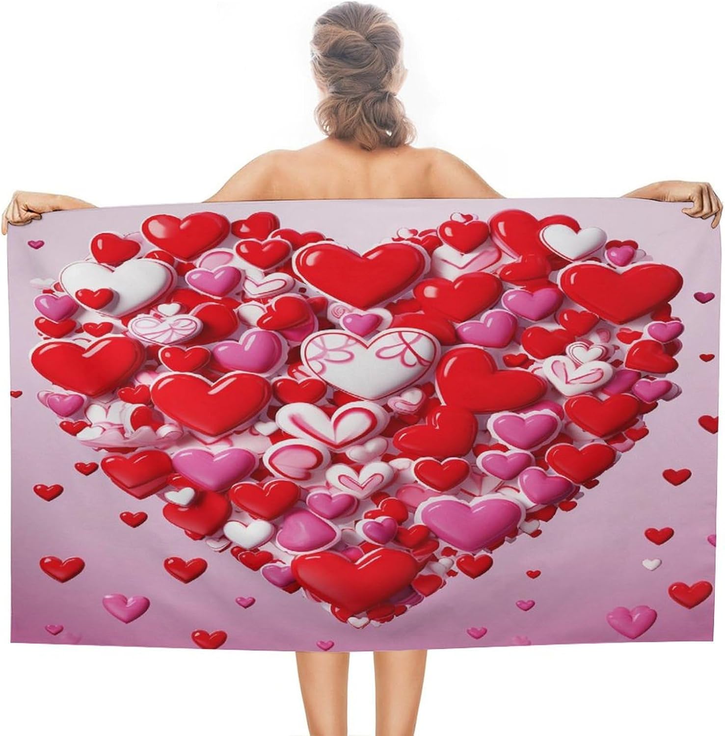 Swimming Towel, Love Heart Printed Fashion Towel,Portable Towel,Durable Towel