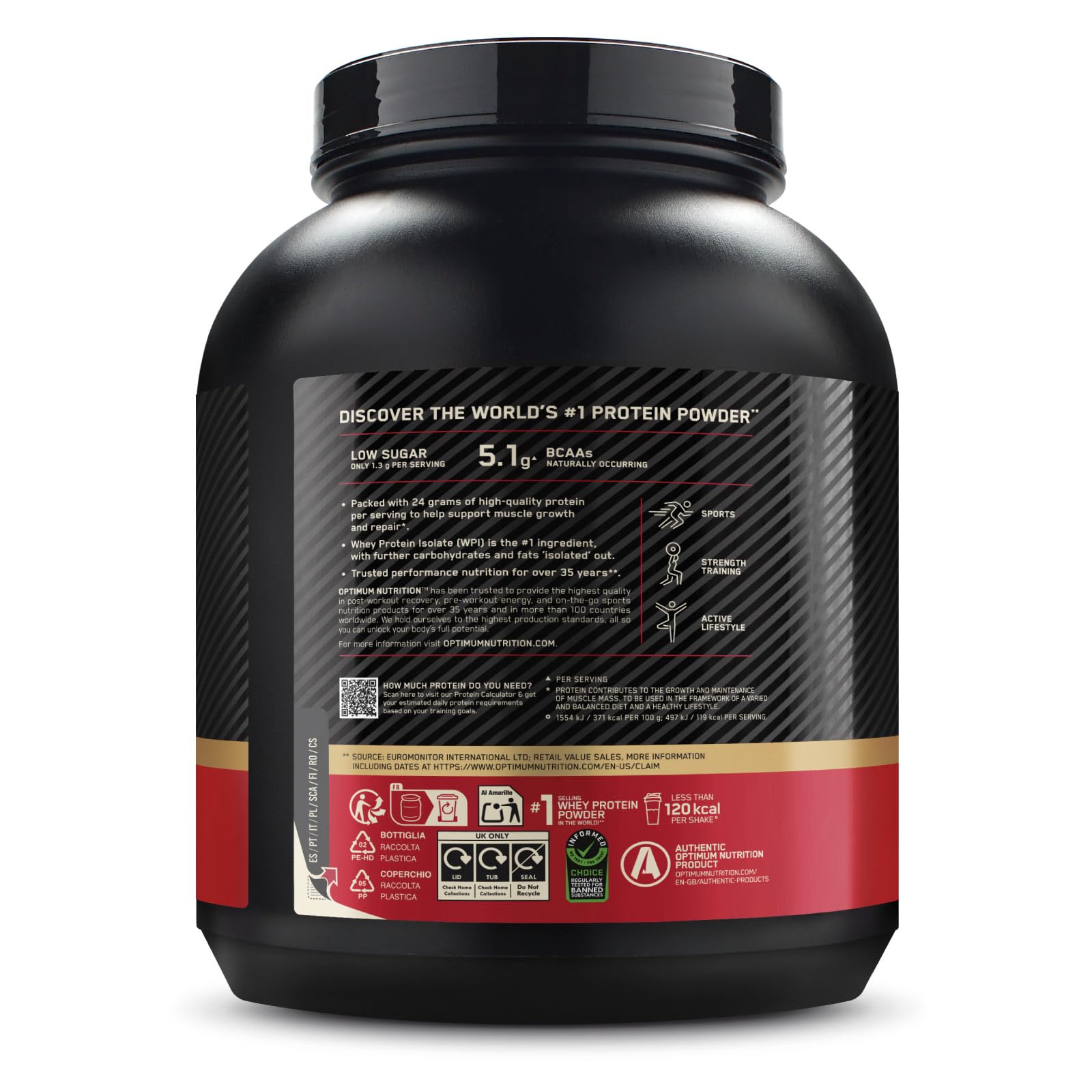 Optimum Nutrition Gold Standard 100% Whey Proteine in Polvere con Proteine Isolate e Aminoacidi per Massa Muscolare Cioccolato al Latte 2,02kg 63 Porzioni + SHAKER + REFORCE STEEL SHAKER