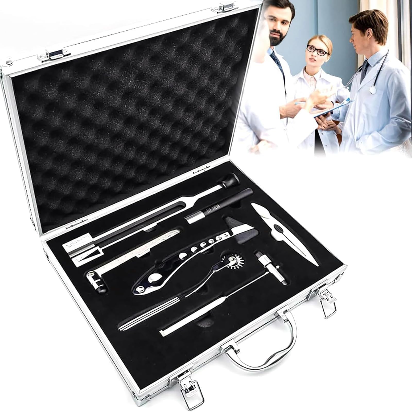 Kit de examen neurológico, juego de diagnóstico de 7 piezas para pruebas de reflejos y sensaciones, ideal para uso clínico y educativo